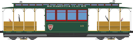 No. 19 - Sacramento & Clay Streets (1930s livery) - Market Street Railway
