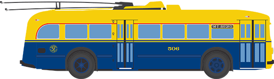 graphic of Muni trolley coach 506