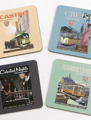 Set of 4 San Francisco Historic Travel Series Coasters