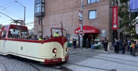 boat tram in front of museum on Muni Heritage Weekend 2023