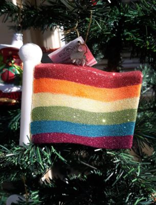 Ornament - Hand-crafted Glass Pride Flag