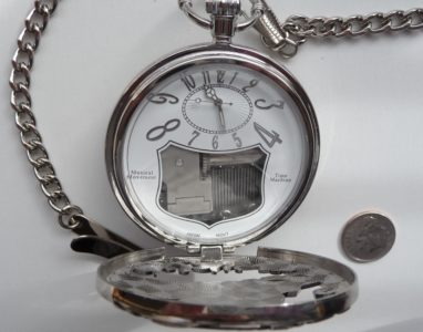Musical Railroad Pocket Watch, with chain & clip