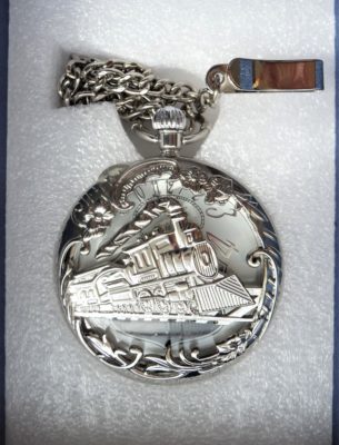 Musical Railroad Pocket Watch, with chain & clip
