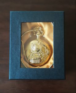Railroad Pocket Watch, analog, with chain & clip, in gift box