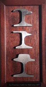 Original 1880s San Francisco 3-Piece Cable Car Rail Plaque (Mahogany)