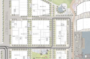 Map showing E-Line loop in Mission Rock District