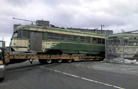 Trolley no. 1006 departs San Francisco for restoration