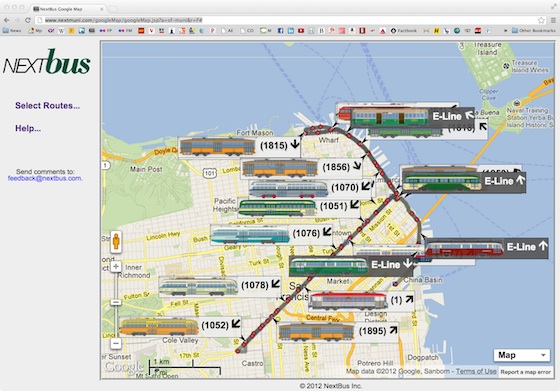 E-line NextBus Map